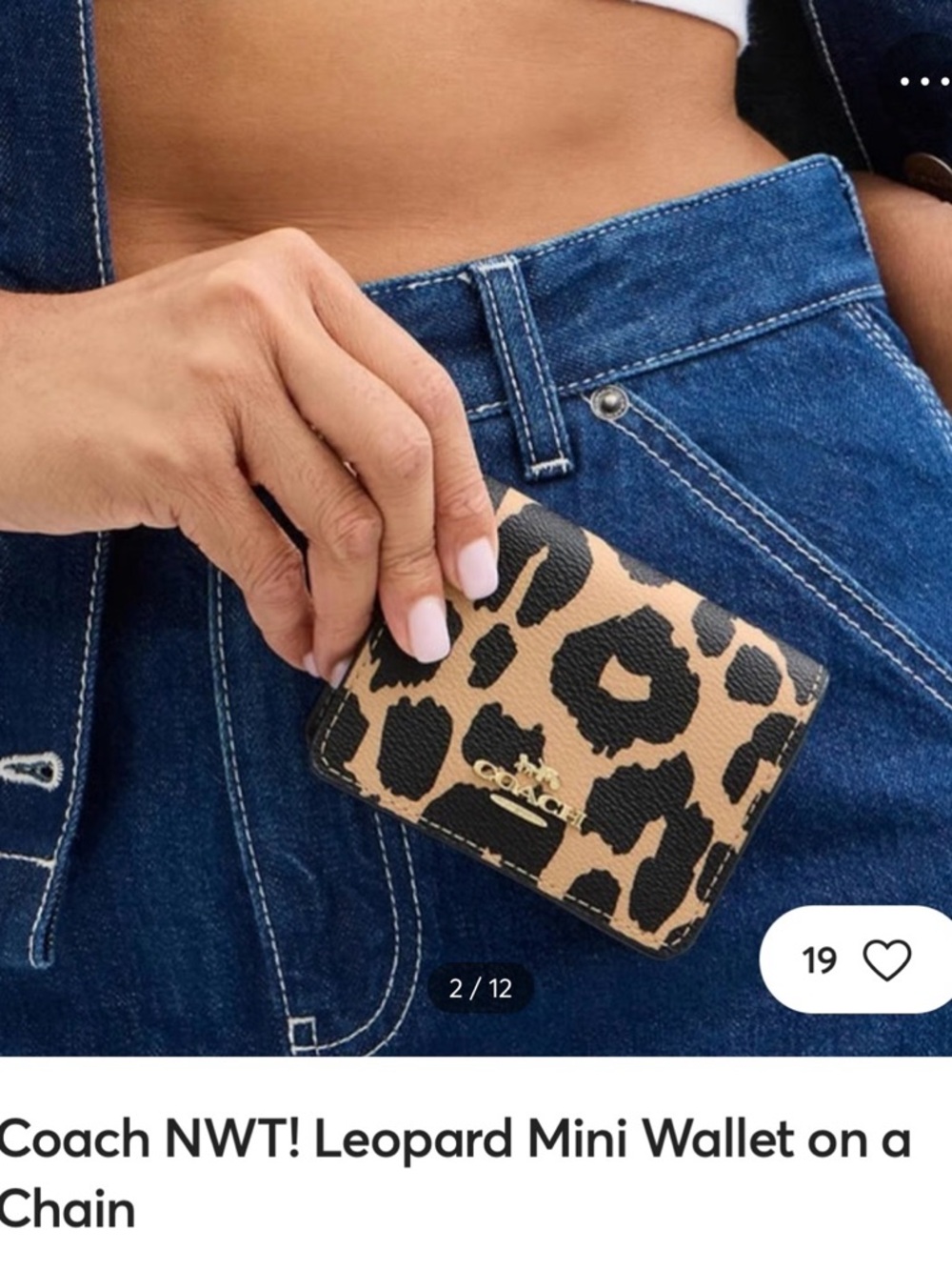 🆕 Authentic Coach Leopard Print Card & Key Holder - Black & Cream - Picture 5 of 11